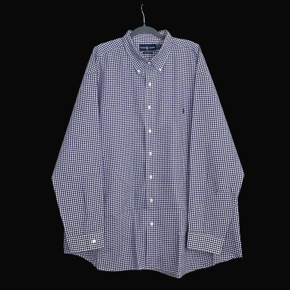 Ralph Lauren Classic Fit Gingham Shirt Mens 2XB Big Purple White Button Down
